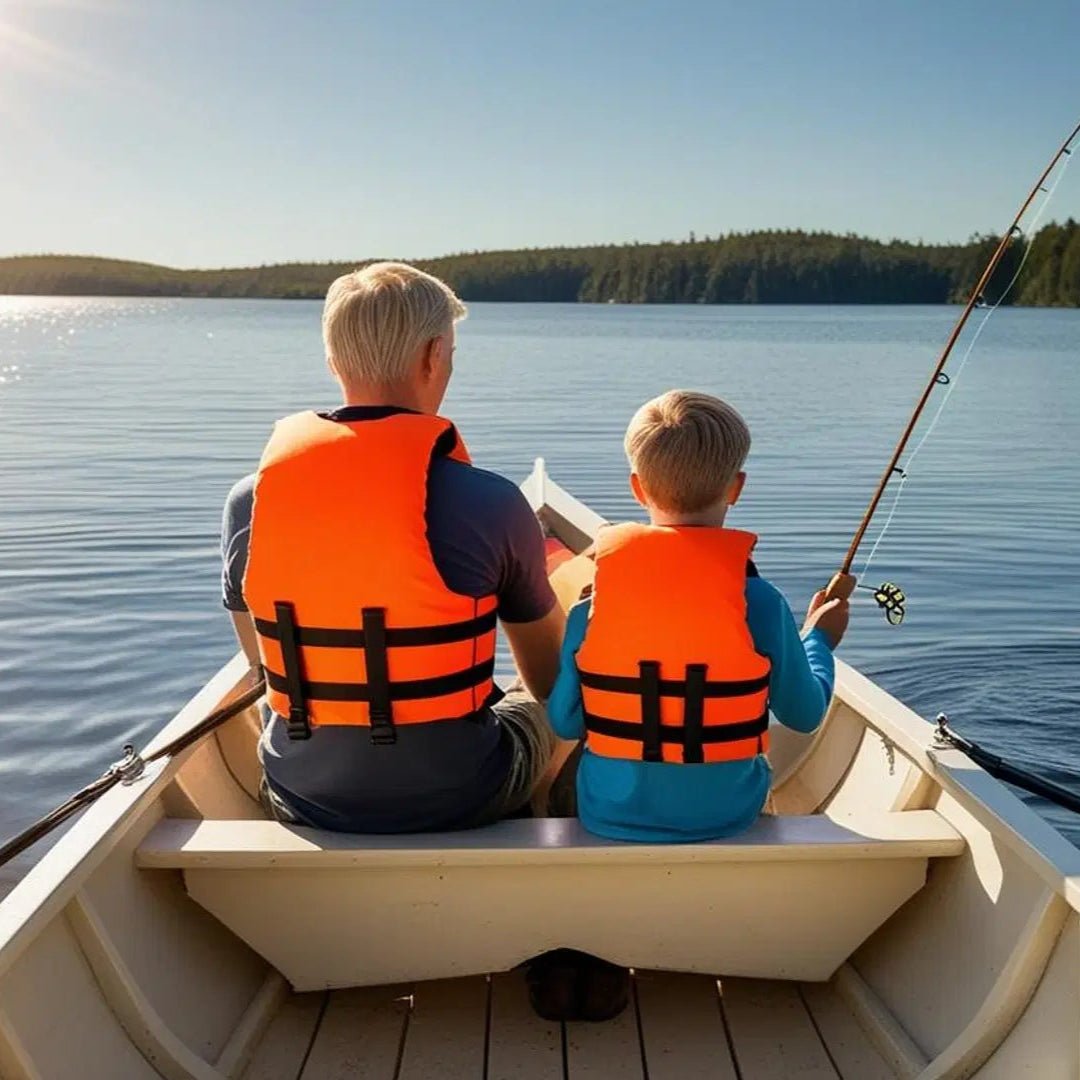 Father and child fishing quietly on a rowboat in Lapland during the Hear the silence - Fishing Trip by Rowboat by Porovaara