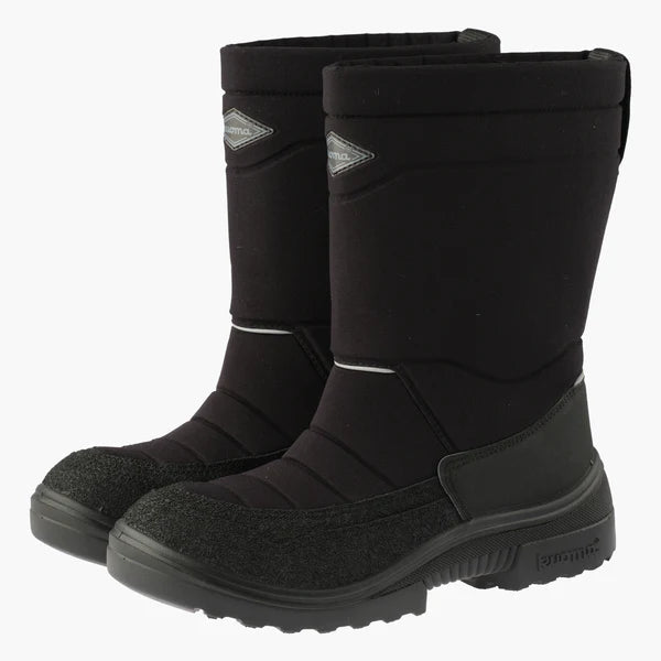 Black insulated winter boots part of Winter Clothing Set Rovaniemi for Arctic comfort and style by WinterRent
